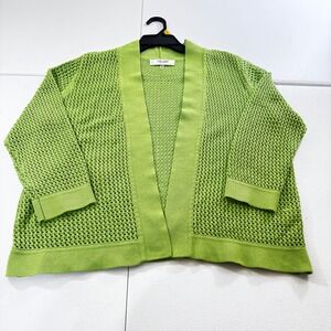Y2K Jones Studio Separate Green Knit crochet OpenFront Cardigan Sweater 1X FAIRY